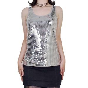 Sparkly Shiny Silver Tank Top 90s Vintage Medium✨
